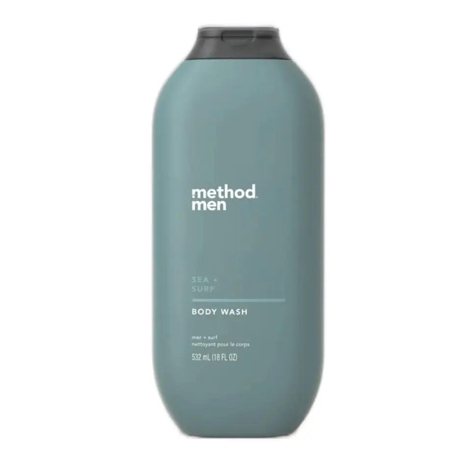 METHOD BODY Men's Body Wash, Sea + Surf Scented, Refreshing Coconut and Sandalwood Blend, 18 oz (2 Pack)