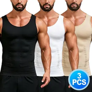 1/2/3/4PCS Men's Compression Vest, Tummy Control Undershirt, Gynecomastia Compression Shirt, Body Shaper Shapewear Seamless