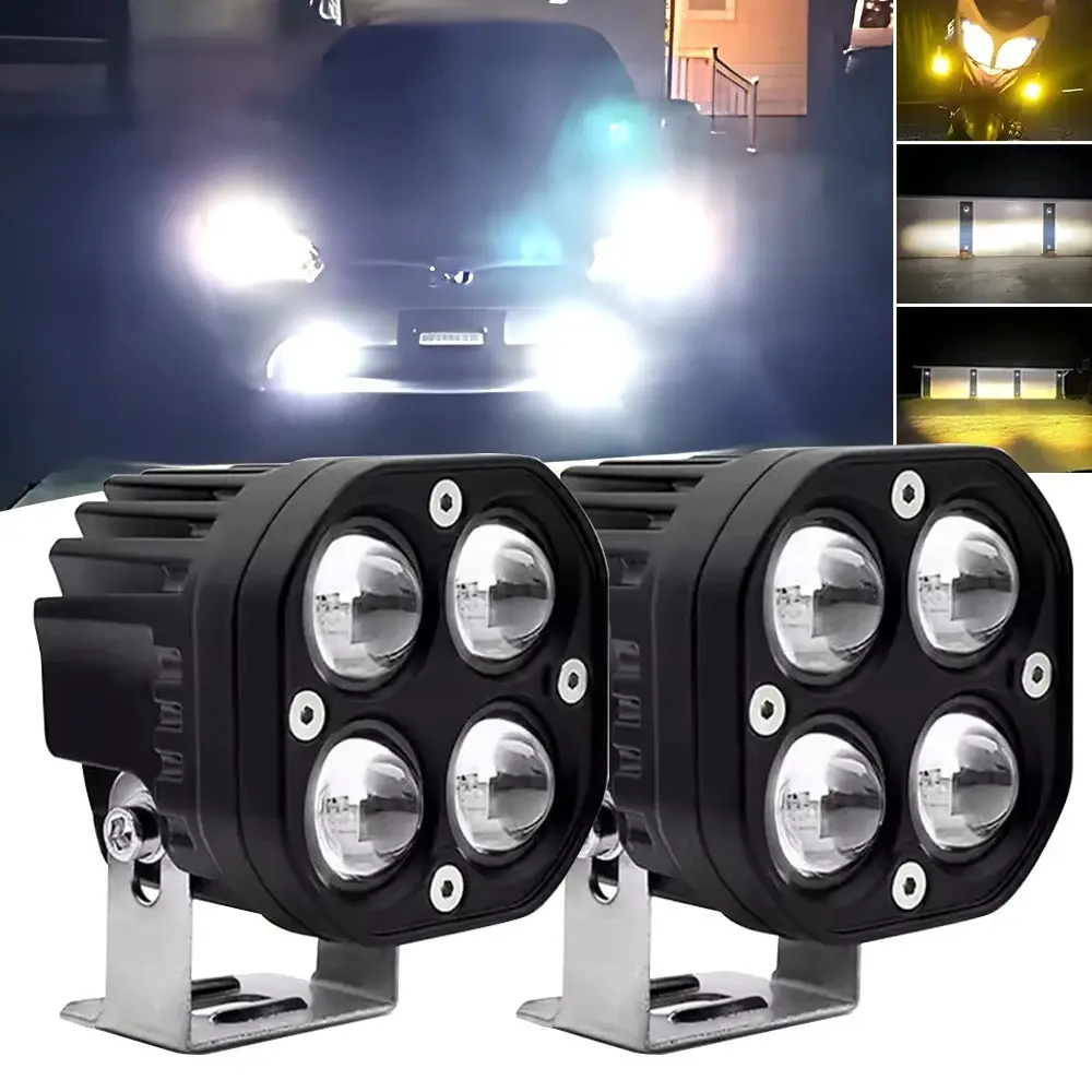 Square Four-Leaf Clover Car Off-Road Motorcycle External High Power Super Bright LED Headlight Upgrade Fog Light Work Lamp Motorcycle Led Lights Driving Light
