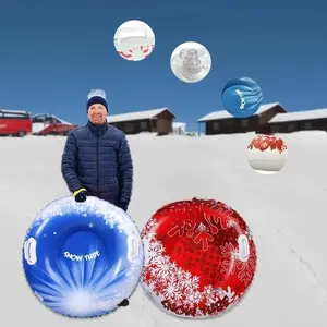 Durable Ski Circle with Handle, Collapsible Inflatable Snow Tube, Easy to Inflate, Perfect for Family Ice Skiing Outdoors, Christmas Gift Idea