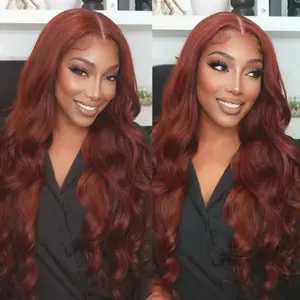 Bling Hair Body Wave Reddish Brown Human Hair Wigs 13x6 HD Transparent Lace Front Wigs Pre Plucked Auburn Brown 13x4 HD Lace Wig Human Hair summerwins