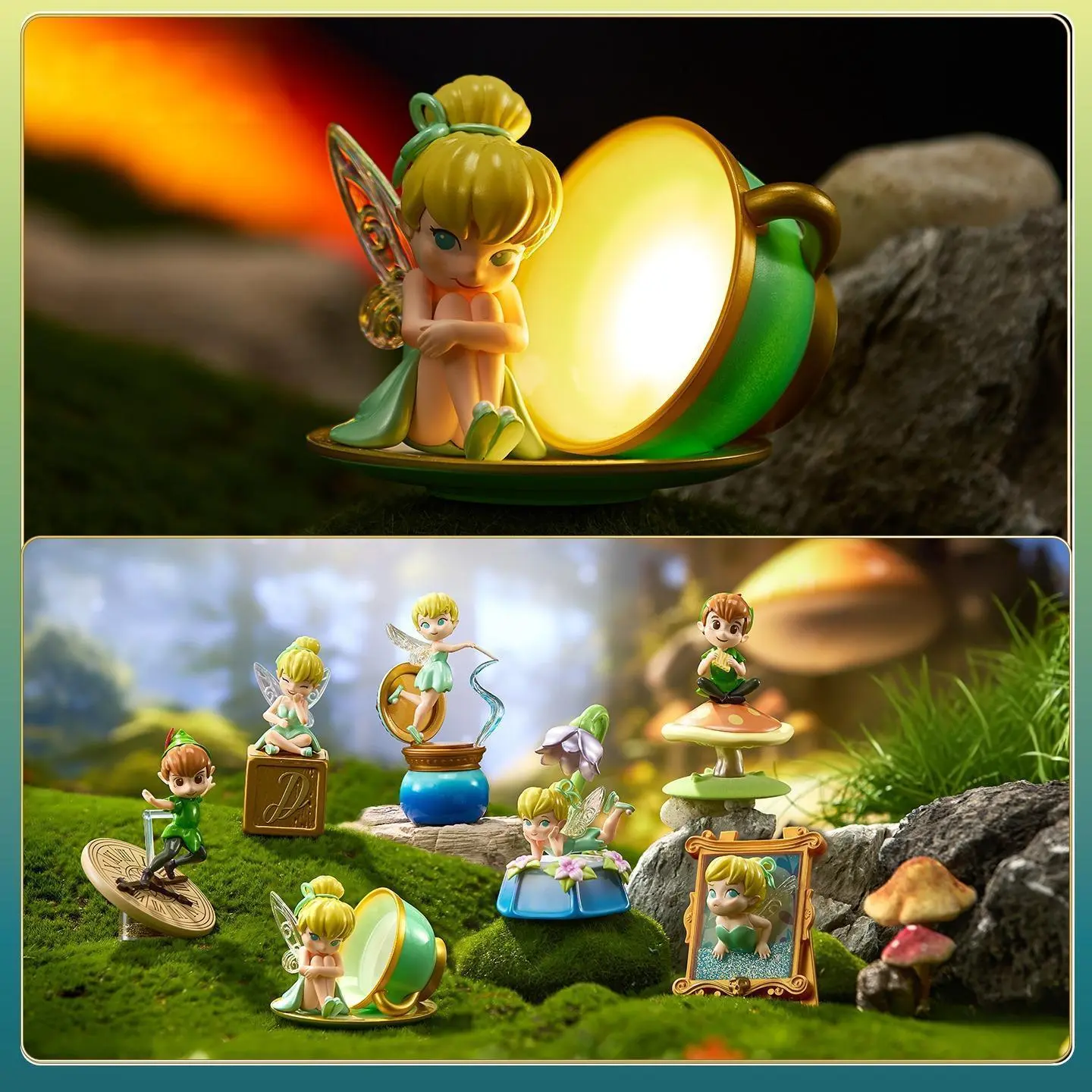 Disney Peter Pan Lost Treasures Series PVC-ABS Functional Blind Box Figurines - Cute Cartoon Character Art Toy, Neverland-Themed Cute Collectibles with Tinkerbell, Blind Bag Collecting，Back To School