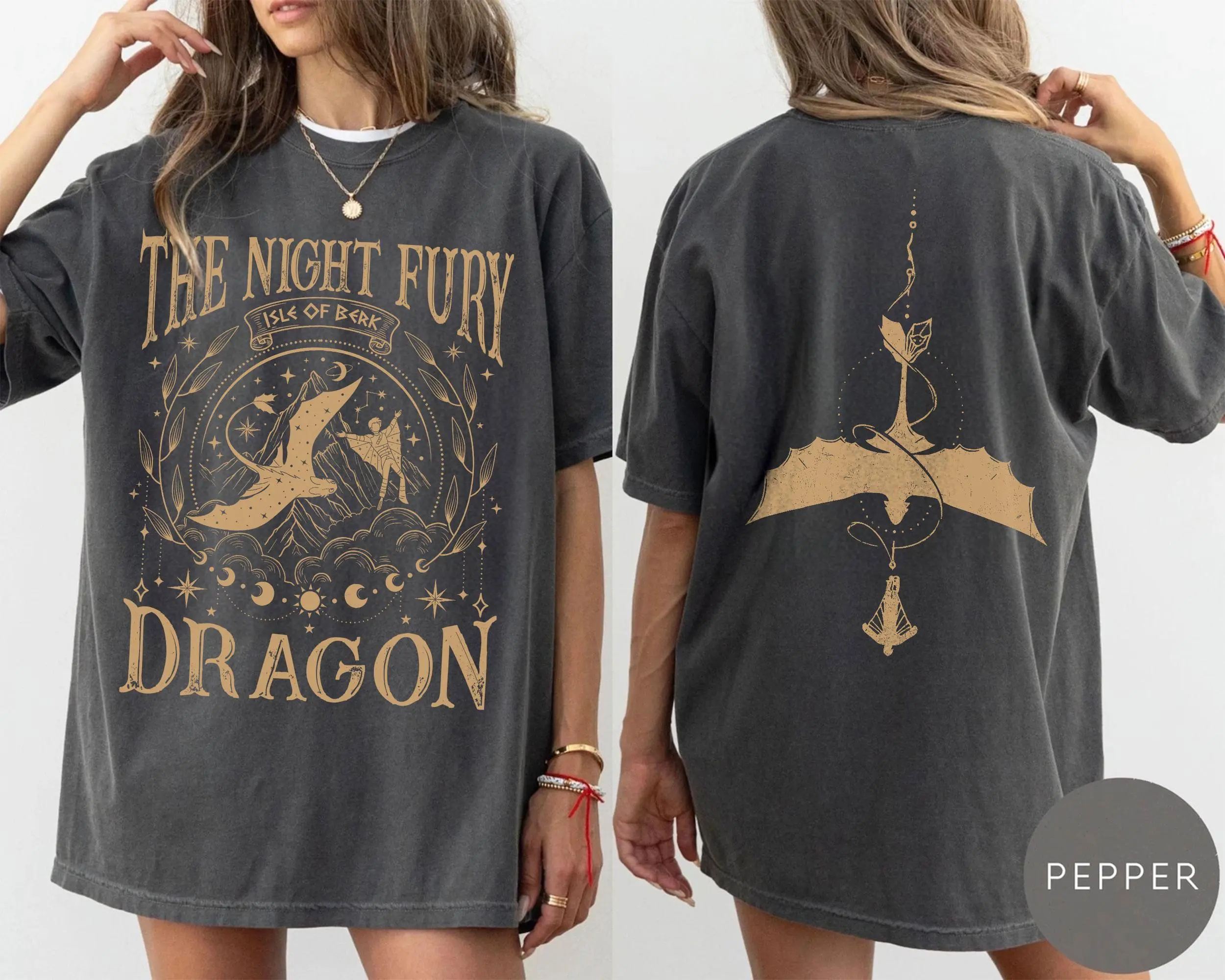 [Sale off up to 50%] Comfort Colors® Night Fury Dragon Two-Sided Shirt , How To Train Dragon Gift, Gift For Dragon Lovers, HTTYD, Graphic Streetwear T-shirt