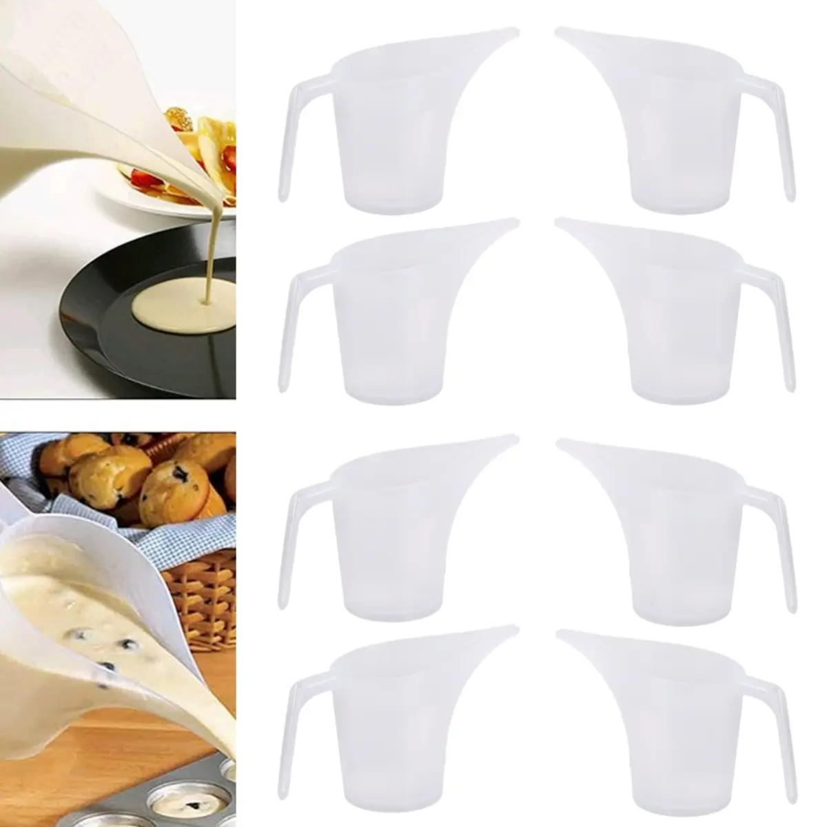 A Set of 8/4 Pcs Funnel Pot Measuring Cups,Large Capacity Measuring Cup with Long Spout,Easy for Soap Making,Baking,Candle Making,Kitchen Essentials,Halloween Christmas Party Gifts,DIY Hand Tools Kits