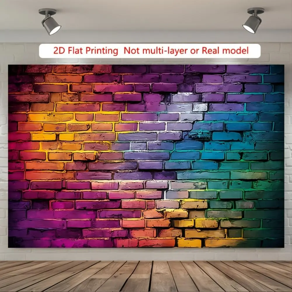 1pc Printed 2D Flat Graffiti Brick Tapestry Wall Mural - Colorful Polyester 1-Piece Banner, Happy Birthday & Home Decoration All-Season Home Supplies Backdrop