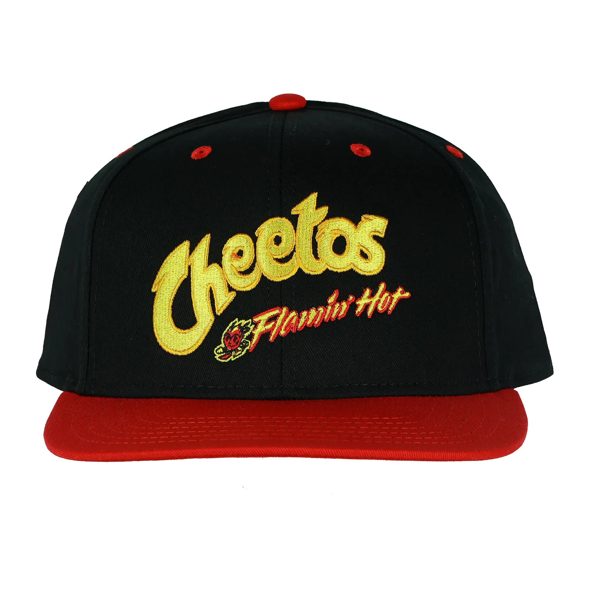 Cheetos Flamin' Hot Flat Brim Snapback Cap - OSFM, Adjustable Size, Bold Logo, Casual Outfits Cap, Fashionable Hats, Flat Brim Hats, Everyday Wear, Soft Cotton