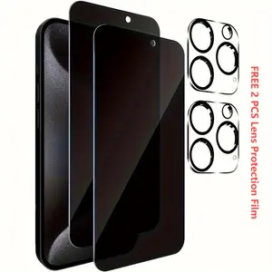 [Privacy Protection | Anti-Peeping] 2 Cameras & 2 Tempered Glass Privacy Screen Protectors | Anti-Peeping Tempered Glass Screen Protector for iPhone 16/15/14/13/12/11 Pro Max/16/14/15 Plus/- Scratch-Resistant Phone Protector