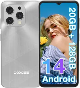 DOOGEE N55 Plus Android 14 Unlocked Phone with 20GB+128GB/TF 1TB, 6.56" 90Hz Octa-Core Unlocked Smartphones with 5150mAh, Dual Camera, Dual SIM 4G Mobile Phones with Face ID & OTG(Silver)