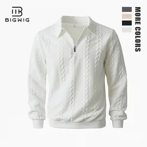 Men's Spring Outfits Knitted Polo Neck Long Sleeve Sweatshirt for Daliy Wear, Old Money Zipper Half Button Design, Casual Versatile Trendy Simple Pullover, Essential for Man's Wardrobe.