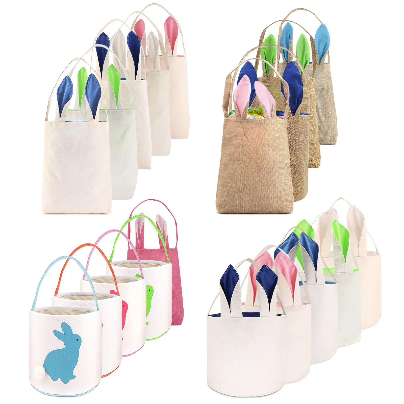 Reusable Easter Bunny Carrot Chick Gift Bags with Handles, Festive Party Decoration Supplies for Gift Wrapping, Party Treats & Easter Basket Storage