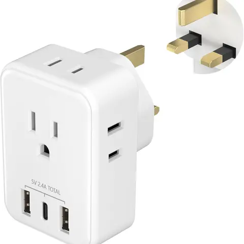 BN-LINK US to UK Plug Adapter, Type G Plug Travel Adapter with 4 AC Outlets and 3 USB Ports (1 USB C), UK Power Adapter for USA to Ireland England Dubai London Scotland British Kenya Hong Kong