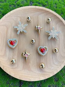 12 Piece Heart Shoe Charms, Rhinestone Shoe Decoration, Perfect for Sandals, Slippers, Garden Shoes, Beach Shoes, Birthday and Party Accessories