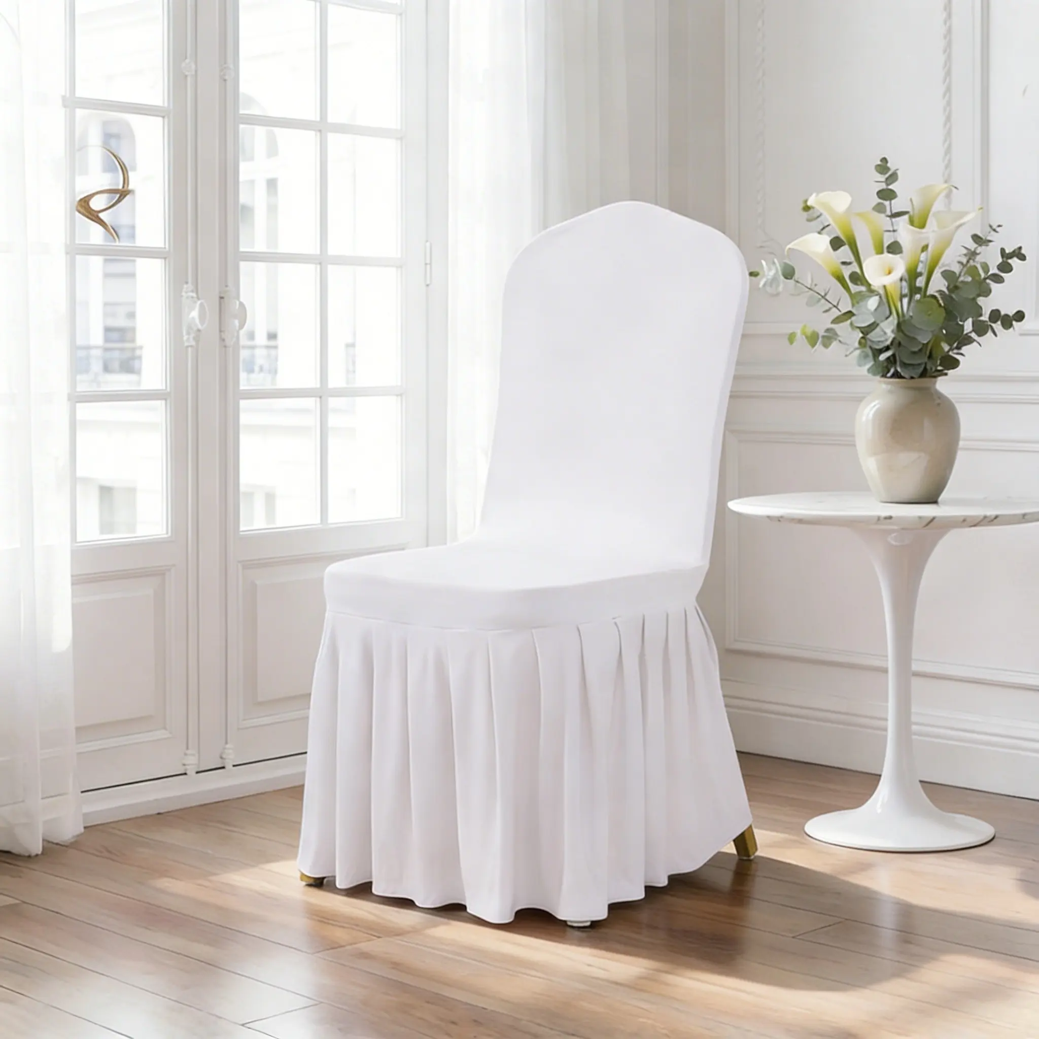 4/6/12 Piece Spandex Dining Chair Covers, Dining Chair Slipcover, Washable Chair Slipcovers, Elastic Universal Skirted Chair Pads, Thick, Washable Ruched Design, Ideal for Weddings, Parties, Home