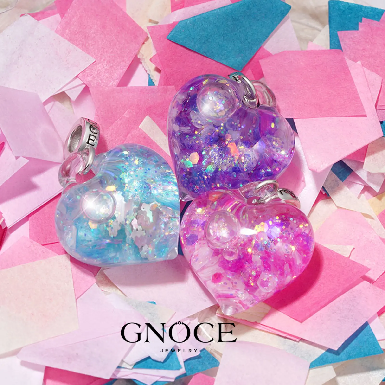 Gnoce Purple Glitter Heart Pendant Dangle Charms for Bracelet Necklace Ladies Fashion Bracelet Charms Glow in the Dark Charm Bracelet Birthday Gift  Valentine's Day Gift  Anniversary Gift