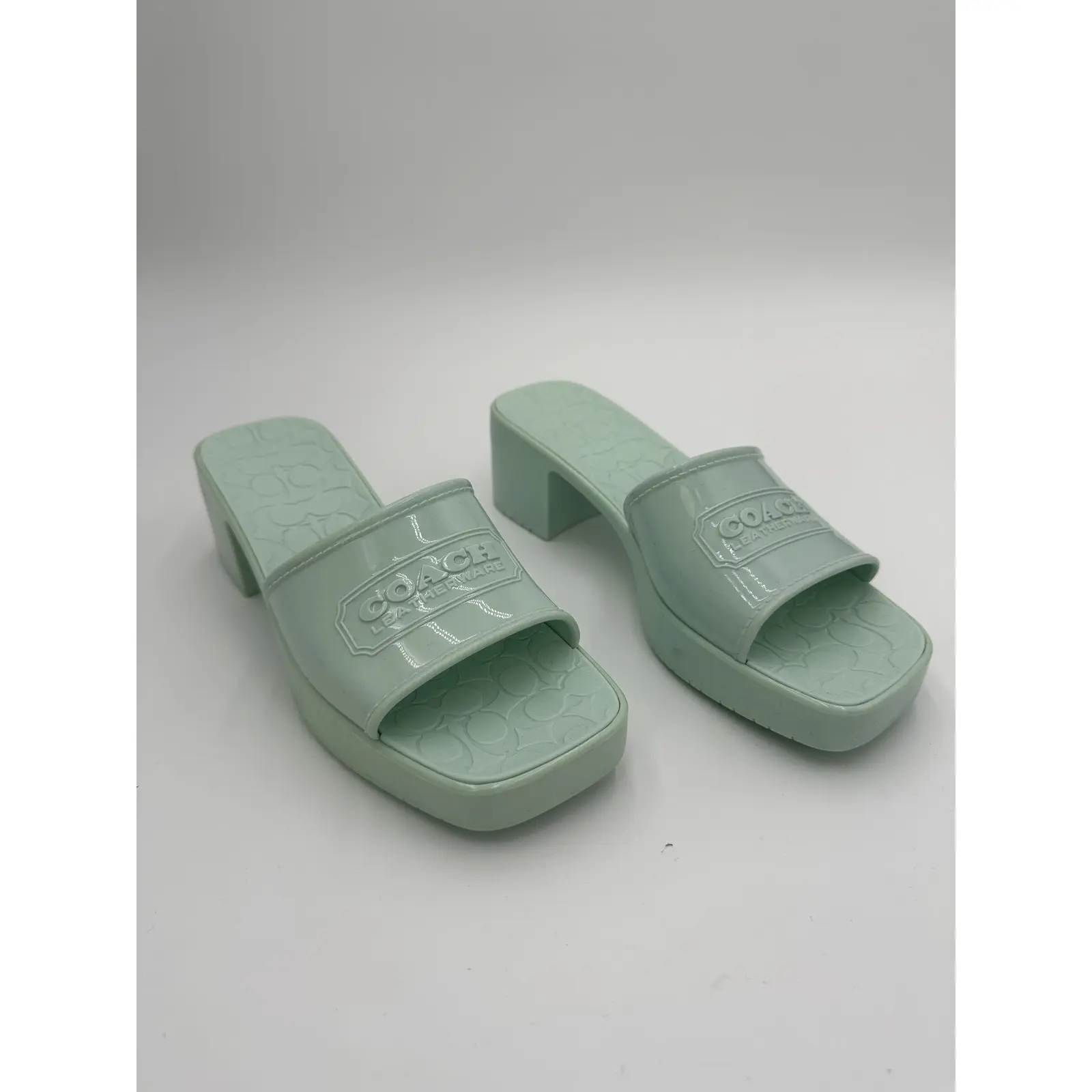 COACH Women's Scarlett Block-Heel Signature Jelly Sandals #3 Size 7, Shoe, Footwear, Chunky, Rubber