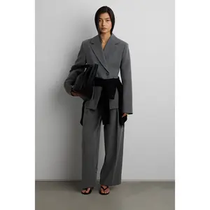 CINCHED WAIST DOUBLE-BREASTED BLAZER