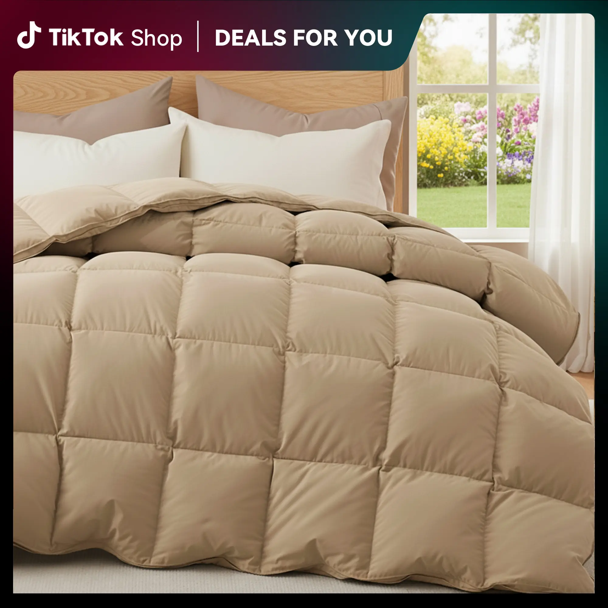 PEACE NEST Super Fluffy Goose Down Comforter - All Season Duvet Insert Quilt Twin/Full/Queen/King Sizes Medium Warm Cozy Blanket Machine Washable