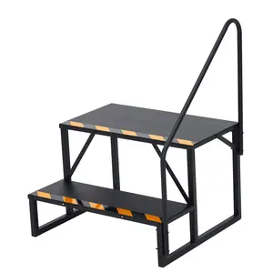 Heavy Duty Portable RV Steps with Handrail – 2-4 Step Steel Ladder for Camper, 5th Wheel, Trailer, Porch, Hot Tub – Non-Skid Stairs, 600 lbs Capacity, Outdoor Entry, Easy Access