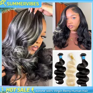 [Summervibes] 12A 1B/613 T1B/P4/27 Peekaboo Highlight Human Hair Bundles 100% Virgin Vietnamese Hair Tangle-Free, No Shedding, Can Be Dyed & Styled
