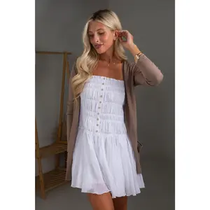 Sweetheart Glam White Smocked Mini Dress