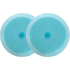 Tub Stopper 2 Pack, 6 inches Large  Drain Plug Hair Stopper Flat Suction Cover for Kitchen Bathroom and Laundry (Blue Transparent)