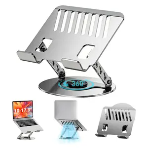 Office Desk Laptop Stand - All-Metal Ergonomic Computer Stand And Laptop Riser, 360° Rotatable, Adjustable, Laptop Stand, Suitable For Office And Home Office, Gray