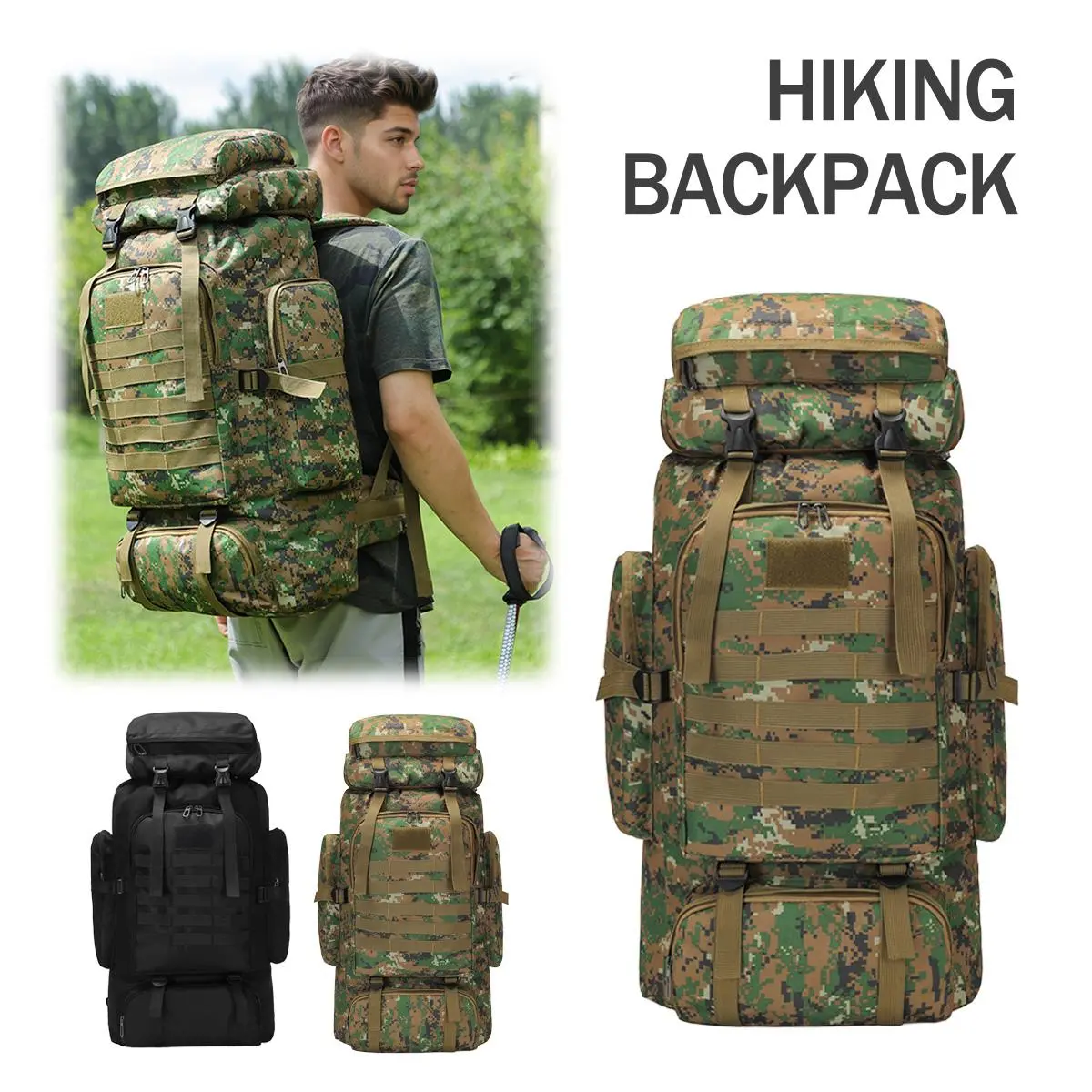 80L Camping Backpack Rucksack 3 Days Assault Pack for Climbing Waterproof Lightweight Camping Backpack for Travel Climbing Outdoor Sports Tactical Backpack