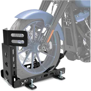 Motorcycle Wheel Chock Trailer 3000lb Capacity, Adjustable Motorcycle Front Tire Stand Chock for Trailer Truck Garage Fit for Most Crusier Sports Dirt Bikes Tire Size 14"-22" Wheels
