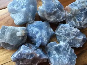 Raw Blue Calcite Crystal from Mexico - Natural 1.5"-2.5" Stone for Intuition and Calming, Throat and Third Eye Chakra Healing
