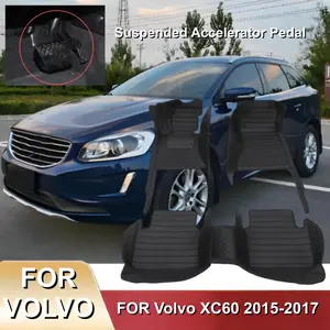 LHD 3 Pcs/set Car Floor Mats for VOLVO XC60 2015-2017 Classic PU Leather Foot Pad Carpet Suspended Accelerator Pedal Fashion Auto Accessories