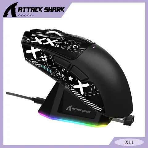 ATTACK GAMING X11 59g Lightweight Wireless Gaming Mouse - 22000 DPI PixArt PAW3311 High-DPI Sensor, RGB Lighting Charging Dock, Anti-Slip Tape, 20M Clicks, Ergonomic, Gaming Accessories, PC Accessories, Compatible with PC/Mac, Gamers' Geek Gift