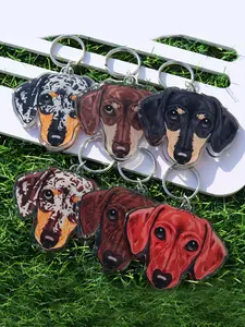 1/20pcs Adorable Dachshund Dog Figurine Keychain Kawaii - Cute Acrylic Animal Design, Backpack and Bag Accessory, Earbud Case Cover, Pet Lovers Gift for Dog Mom and Dad - Colorful, Durable, Lightweight, and Easy to Attach, Keychain Attachment