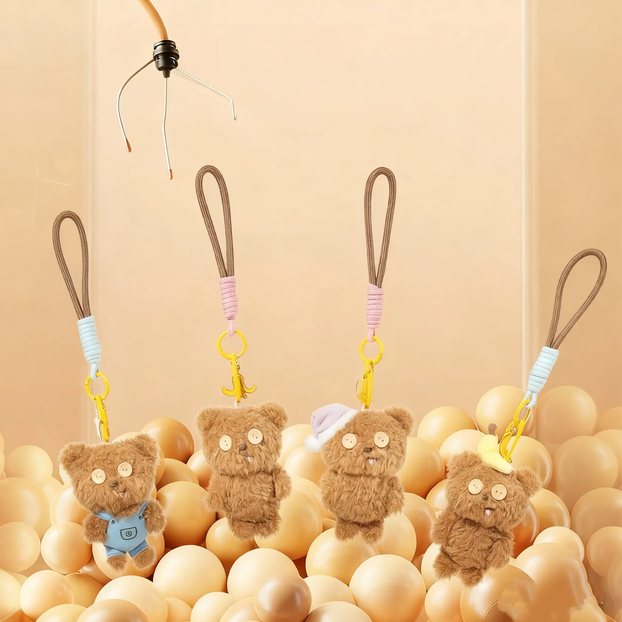 Miniso Minions Bob & Tim Plush Keychain, Kawaii Banana Style Bag Charm for Backpacks, Cute Collectible Holiday Accessory, Backpack, Kawaii Accessories, Cute Collectibles