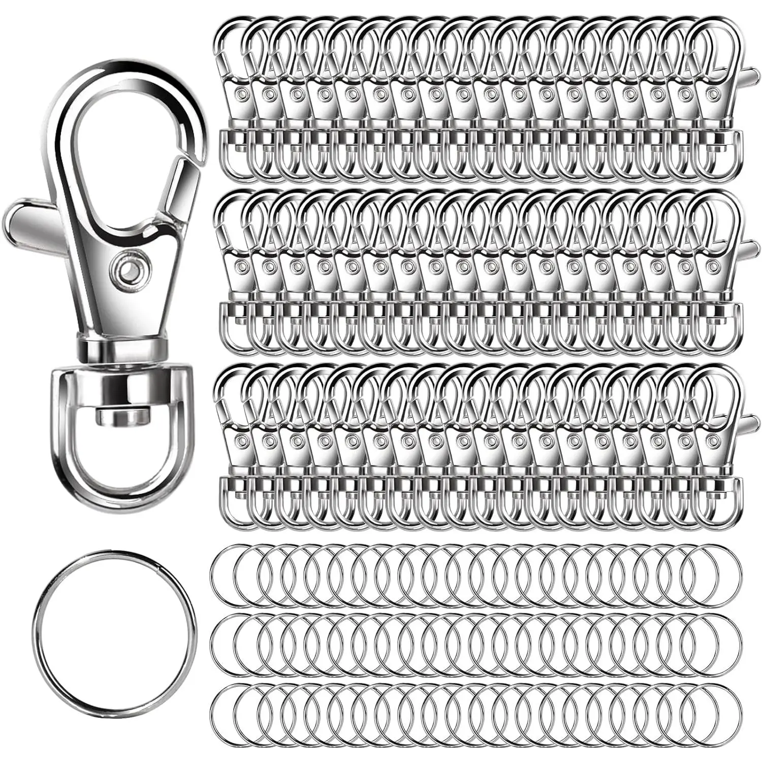 160 count Lobster Claw Clasp with Key Rings, 80 count  Clips and 80 count Key Chain Rings, for Crafts, Keychains,