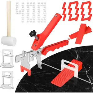 Tile Leveling System 1/8 Inch with Plier and 400Pcs Spacers 100Pcs Reusable Wedges for Wall Tile Stone Installation Red