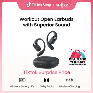 SHOKZ New OpenFit 2+ Open-Ear Headphones, Dolby Audio Enabled, Comfortable Earbuds with Soft Ear Hooks, 48H Playtime, IP55 Water-Resistant, USB-C Fast Charging, Wireless Charging