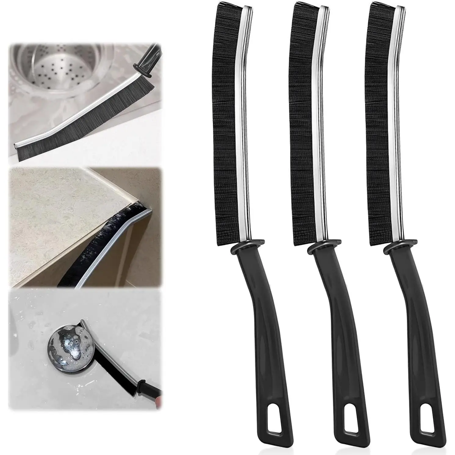 3PCS Plastic Gap Cleaning Brush Set – Versatile Home Cleaning Tool with Durable Bristles & Ergonomic Grip, Perfect for Bathroom Crevices, Tiles, Windows & Kitchen Sinks, Deep Scrubs Narrow Spaces, Essential Household Cleaning Kit
