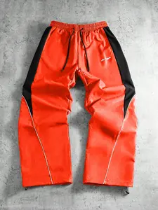Men's Summer Loose Wide Leg Sportswear Pants, Quick-Dry Breathable Fabric, Anti-Fray Wear-Resistant, Colorblock Stripes, Casual Style
