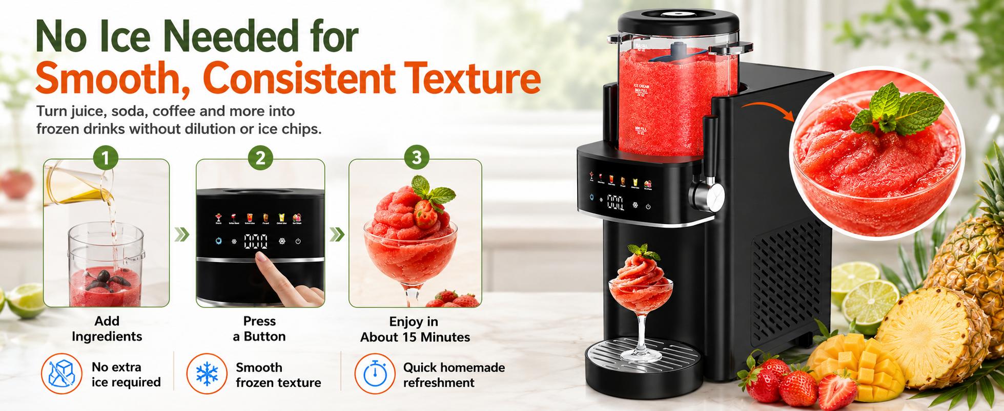 [New Arrival] Slushie Machine & Ice Cream Maker, No Ice Needed 40oz Frozen Drink Maker with 6 Preset Programs, Countertop Slushie Maker for Frozen Margaritas, Milkshakes, Frappé, Ice Cream, Juice & Summer Party Drinks