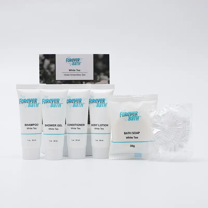 Forever Bath White Tea Luxury Travel Set – 6-Piece TSA-Friendly Hotel Toiletries & Guest Amenities Pack (1 oz each)
