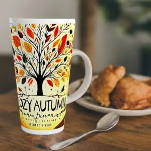Cozy Autumn Design 17oz Latte Mug - Perfect for Fall Drinkware Coffee Washable Drink Reusable Reuse Cup Tumbler Ceramic