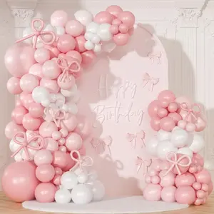Birthday Decorations 145 Pcs Pink and White Balloon Garland Arch Kit With Different Size Bow Balloons for Baby Shower Gender Reavel Wedding Party Decorations
