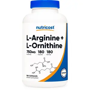 Nutricost L-Arginine L-Ornithine 750mg, 180 Capsules - Non-GMO & Gluten Free