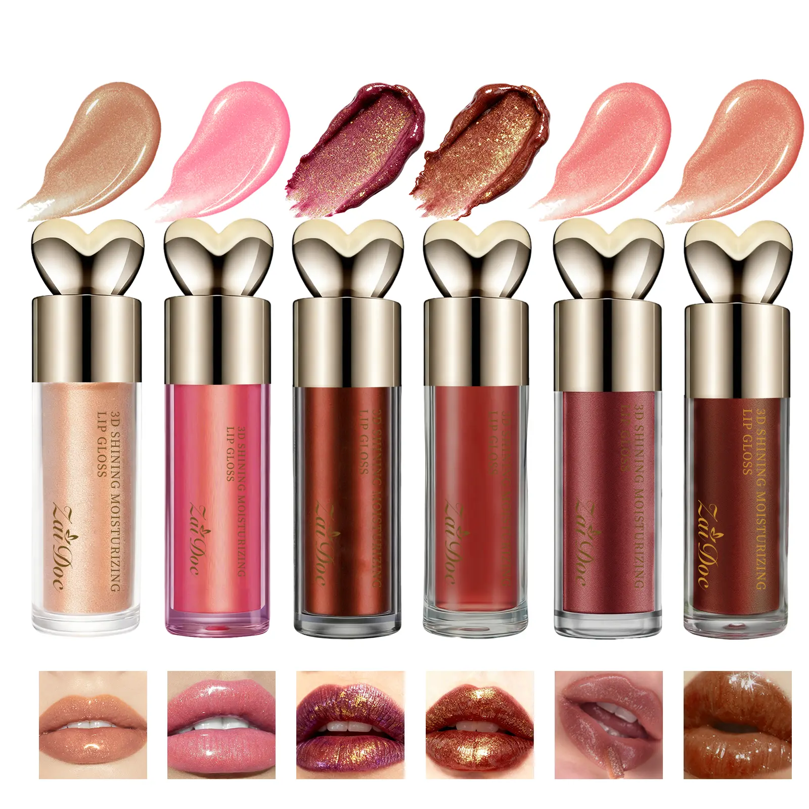 ZaiDoc 3D Shining Moisturizing Lip Gloss 05# Reddish Brown Plumping Glossy Long-Lasting Stain Easy Application Hydrating for Adults Daily Lipstick - Makeup