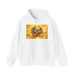 Autism Puzzle Heart Hoodie | Back Print Pullover