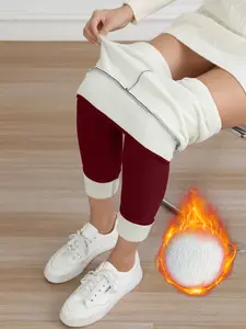 Women's Casual Warm Fleece Lined Leggings, Fall & Winter Tight-Fitting Thermal Pants, Comfortable Daily Wear Bottoms