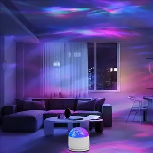 2 Scene - Aurora & 3D Water Ripple Projector Light Rechargeable– 16-Color Star Projector Light with Music Rhythm, Romantic Night Light for Bedroom decor , Party, Best Christmas Gift for Kids & Lovers Atmosphere Lamp Led Multicolor