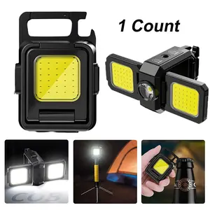 Mini Flashlight Keychain Light COB Work Lamp USB Rechargeable 90° Foldable Side Light Super Bright Portable Lantern High Lumen Flashlights