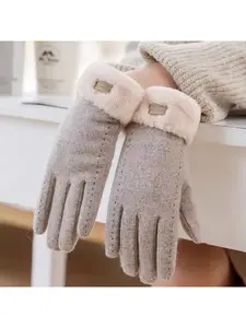 Winter gloves for women, fleece-lined, thickened, warm, anti-slip, suitable for driving, cycling, skiing, frost-proof, cold-resistant, windproof, new touchscreen-compatible design.