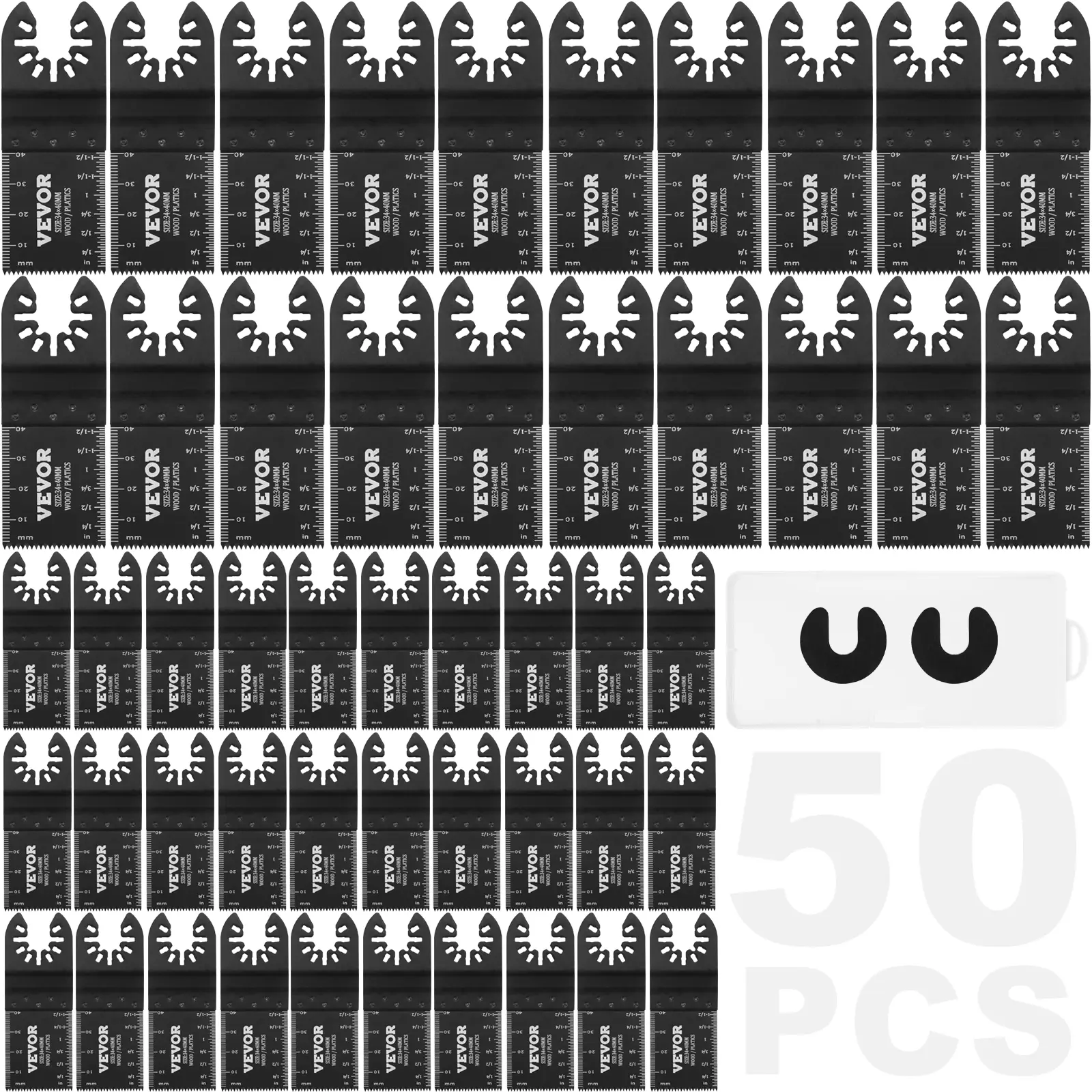 【DealsForYouDays】VEVOR 50PCS Oscillating Saw Blades Universal Quick Release Oscillating Saw BladesMultitool Tool Blades for Wood Plastic AluminumFit Dewalt Bosch Milwaukee Hitachi Chicago Craftsman, Cutting, Metal Blade Multitools